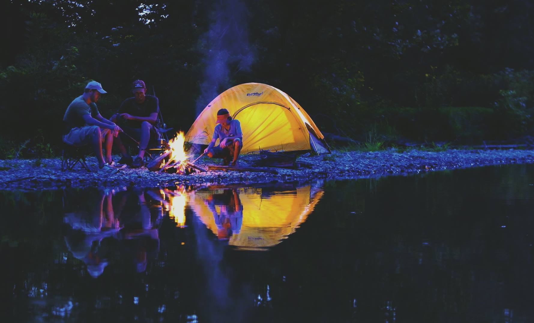 Family camping outside during wow school